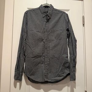 J.Crew Slim Fit Oxford Shirt Men's Black Gray Check Button Down Regular Size M